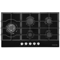 Refurbished Russell Hobbs RH86GH701B Black Glass 86cm 5 Burner Gas Hob