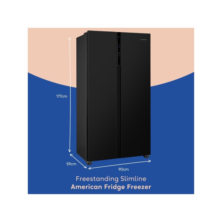 Refurbished Russell Hobbs 442 Litre Side-By-Side American Fridge Freezer - Black