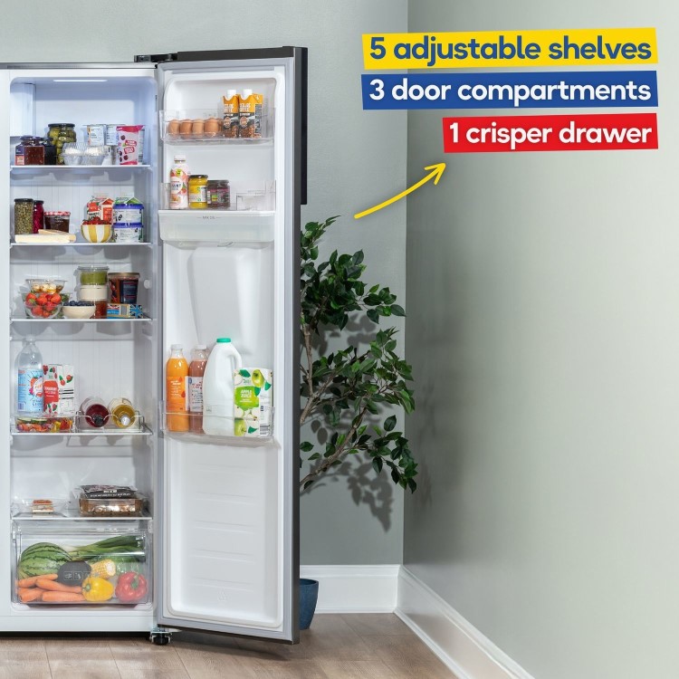 Russell Hobbs 439 Litre Side-By-Side American Fridge Freezer - Stainless Steel