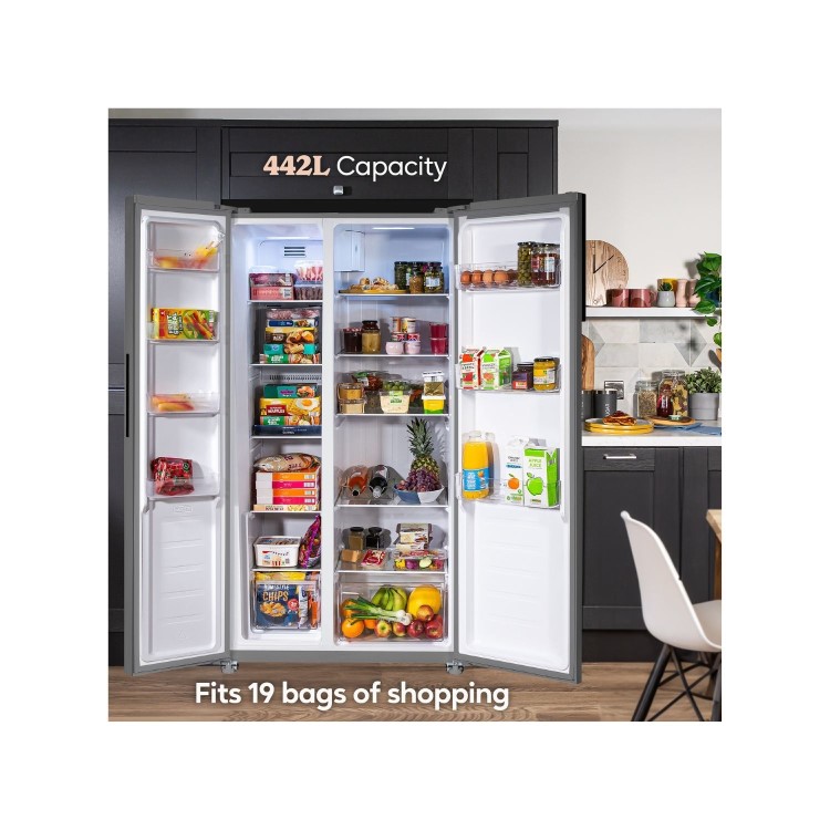 Refurbished Russell Hobbs 442 Litre Side-By-Side American Fridge Freezer - Stainless Steel