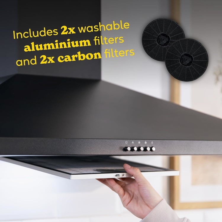 Russell Hobbs 90cm Chimney Cooker Hood - Black