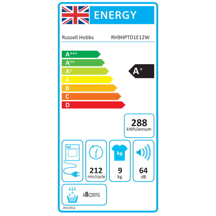 Russell Hobbs 9kg Heat Pump Tumble Dryer - White 