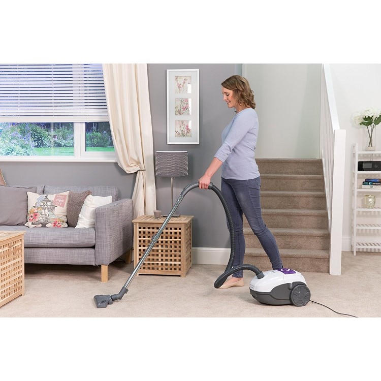 Russell Hobbs RHBCV2502 2.5L Bagged Cylinder Vacuum Cleaner White And Purple