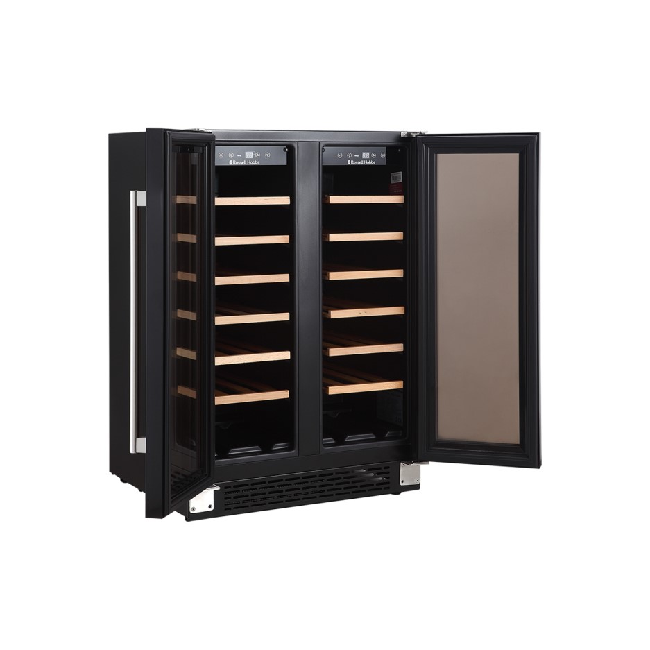 Russell Hobbs RHBI36DZWC2 36 Bottle Dual Zone Wine Cooler Black Appliances Direct