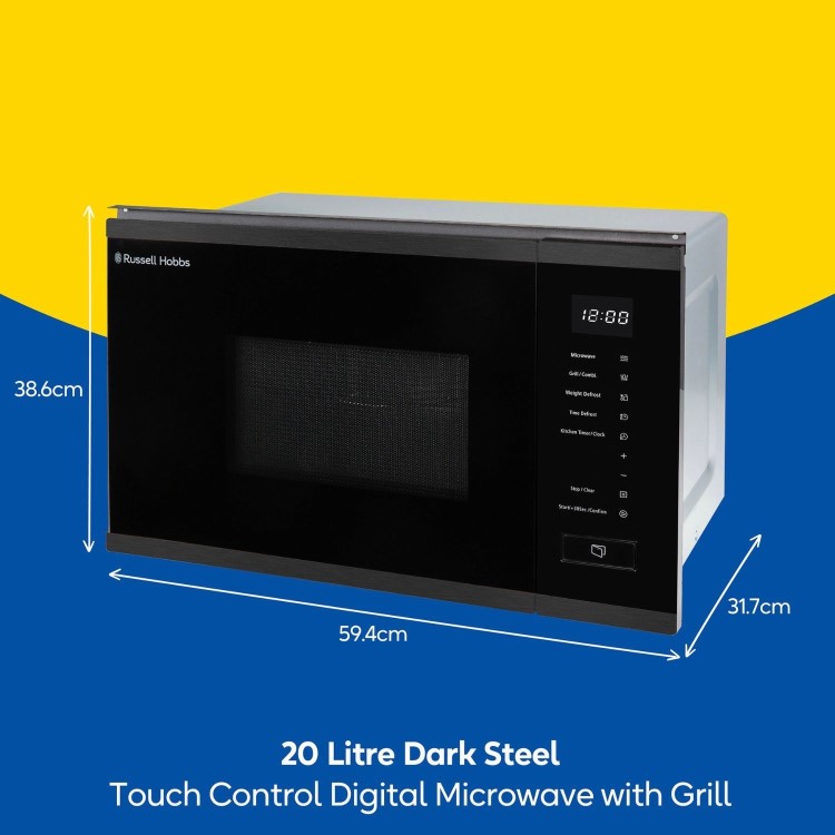 Russell Hobbs Built-In 800W Microwave & Grill - Black