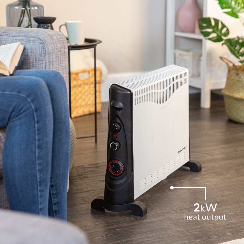 Russell Hobbs 2KW Convector Heater with Adjustable Thermostat and Timer