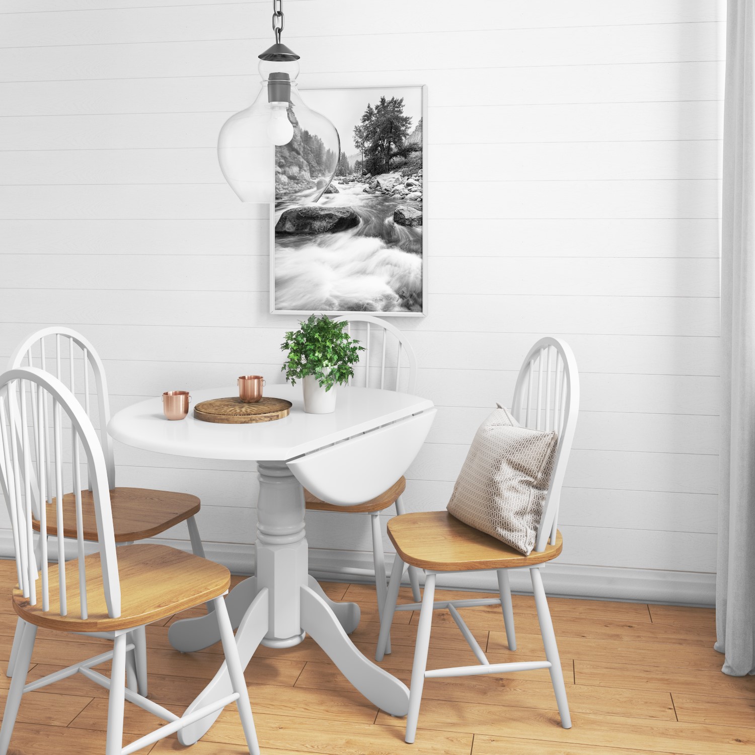 Drop Leaf 4 Seater Round Dining Table in White - 4 Seater ...