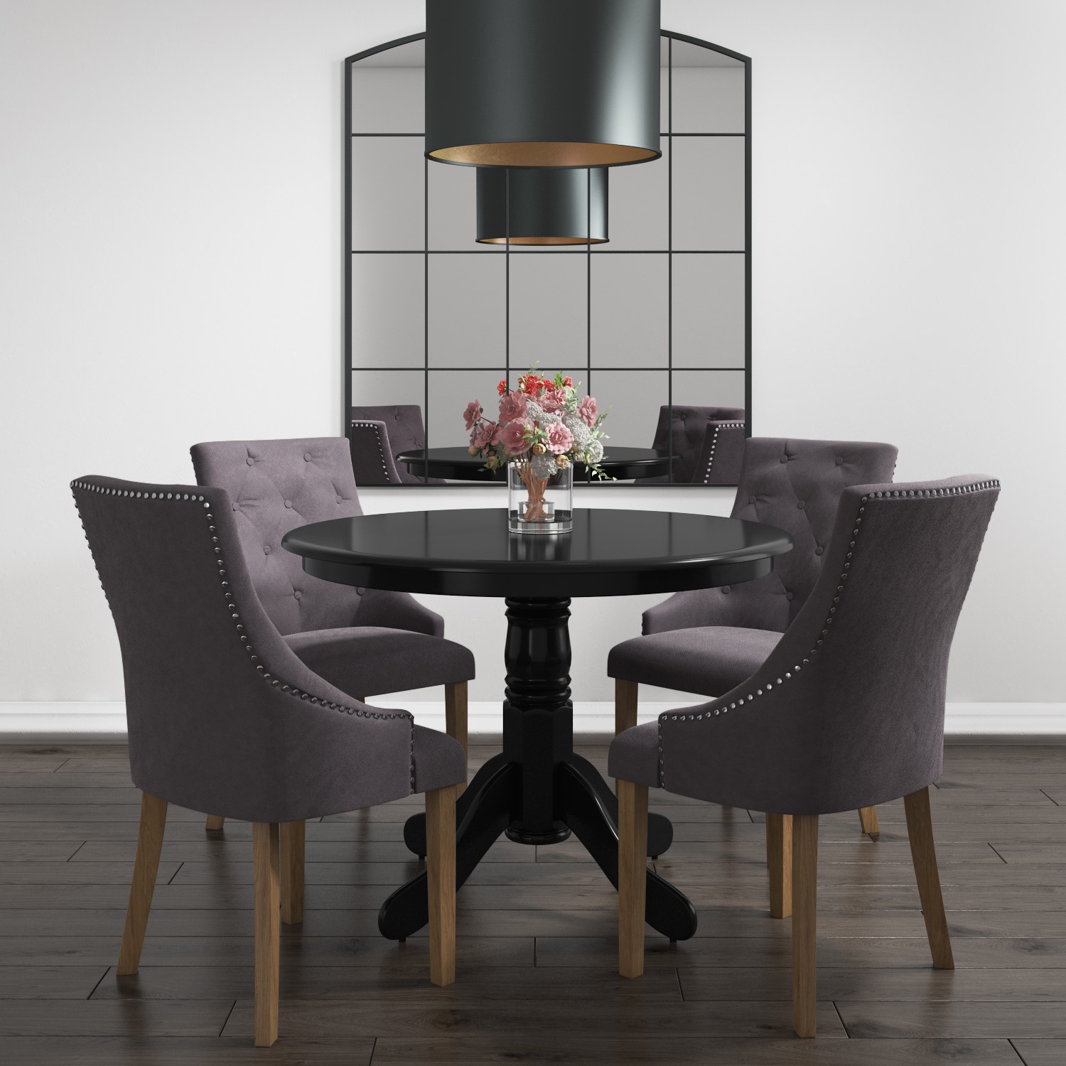 Round Dining Table in Black - 4 seater | eBay