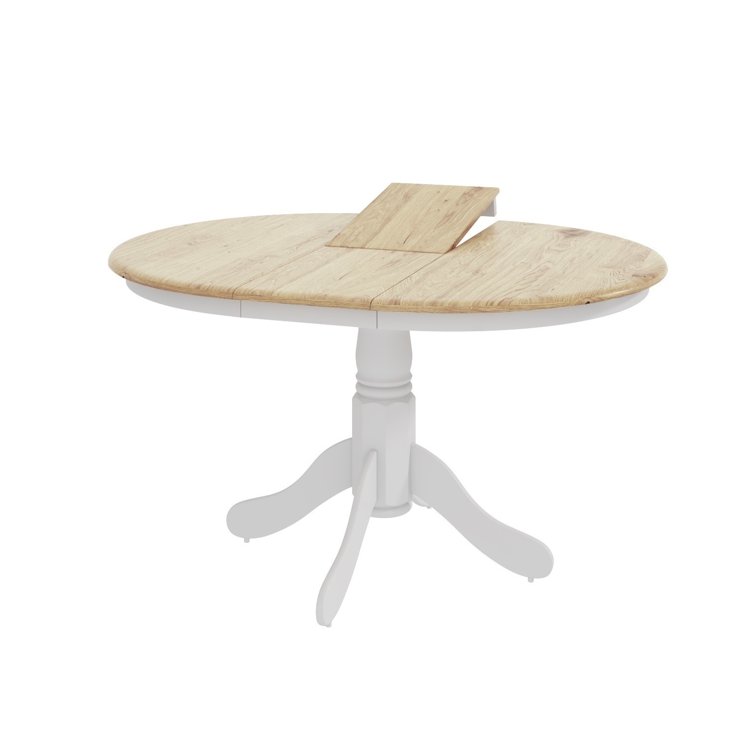 Extendable Round Wooden Dining Table in White Natural 6 Extendable Round Wooden Dining Table in White Natural 6