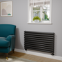 Sorrento Midnight Black Oval Designer Radiator 590x1000mm Double Panel 3693 BTU