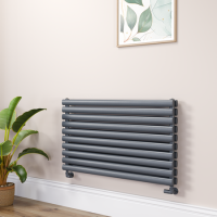 Sorrento Dark Grey Anthracite Oval Designer Radiator 590x1000mm Double Panel 3693 BTU