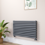 Sorrento Dark Grey Anthracite Oval Designer Radiator 590x1000mm Double Panel 3693 BTU