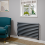 Sorrento Dark Grey Anthracite Oval Designer Radiator 590x1000mm Double Panel 3693 BTU