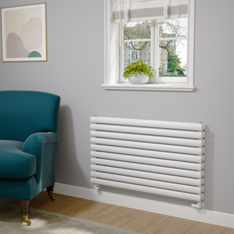 Sorrento White Oval Designer Radiator 590x1000mm Double Panel 3693 BTU
