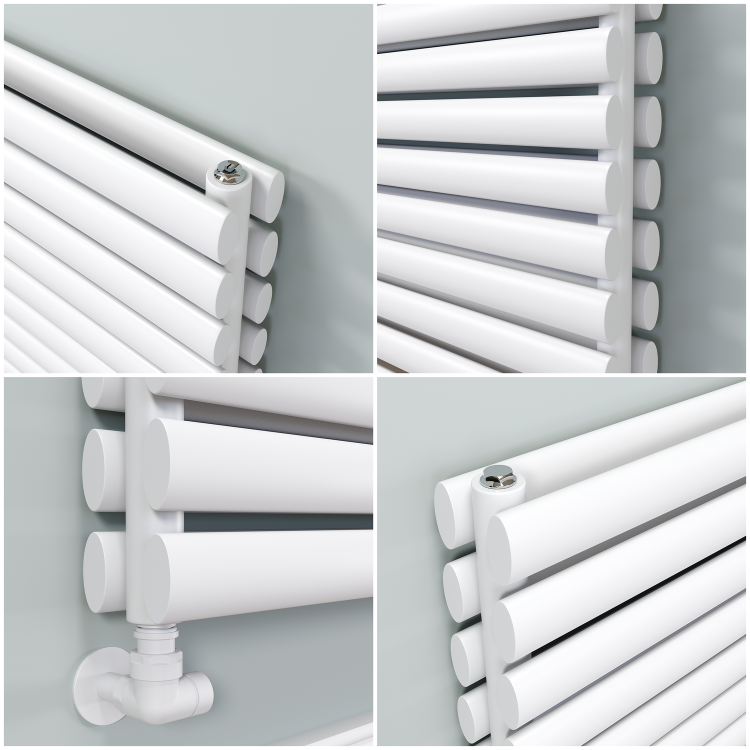 Sorrento White Oval Designer Radiator 590x1000mm Double Panel 3693 BTU