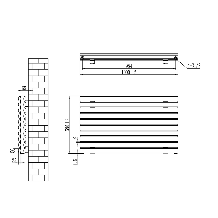Sorrento White Oval Designer Radiator 590x1000mm Double Panel 3693 BTU