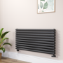 Sorrento Midnight Black Oval Designer Radiator 590x1200mm Double Panel 4355 BTU