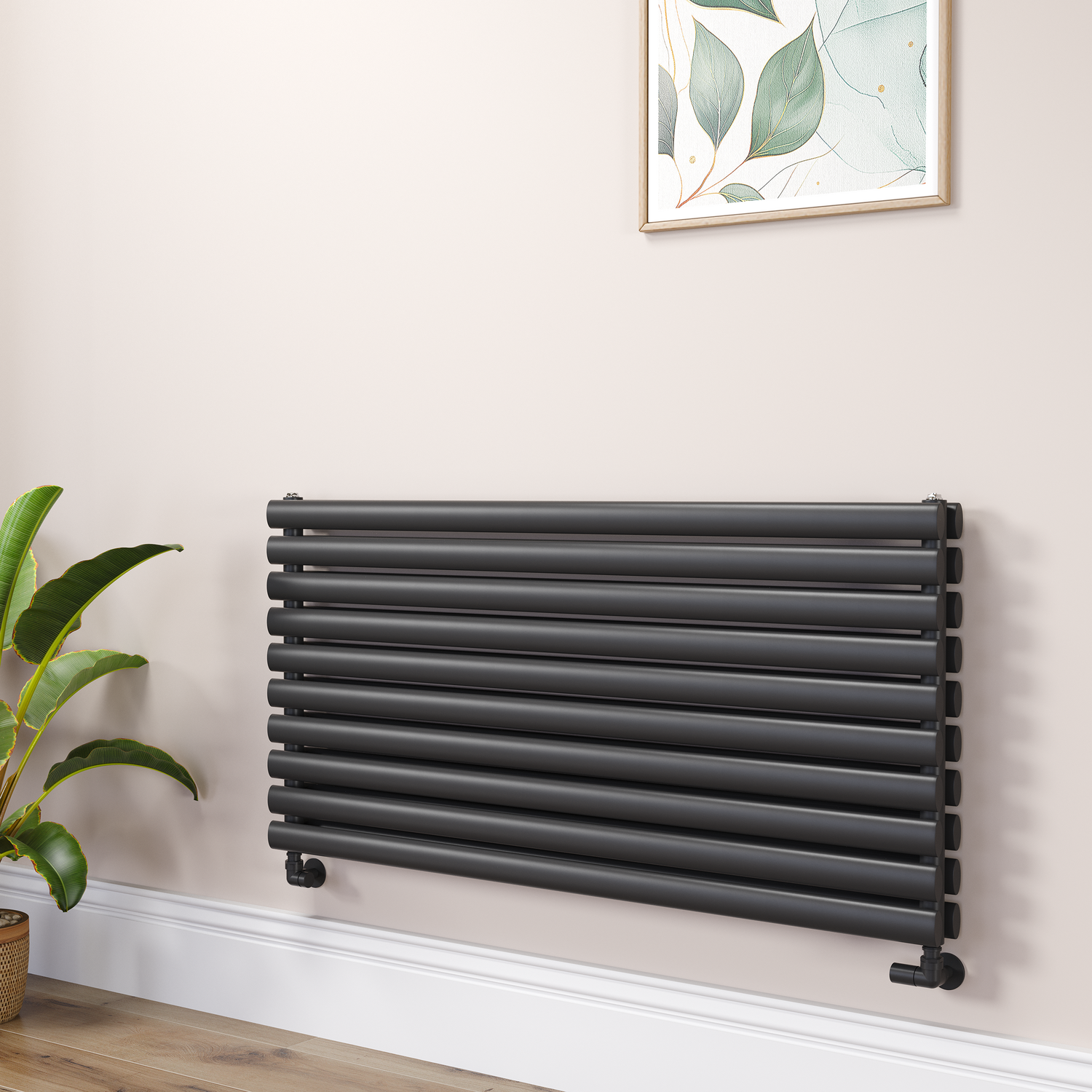 Sorrento Midnight  Oval Designer Radiator 590X1200mm Double Panel 4355 Btu RHD10-1200-BCO