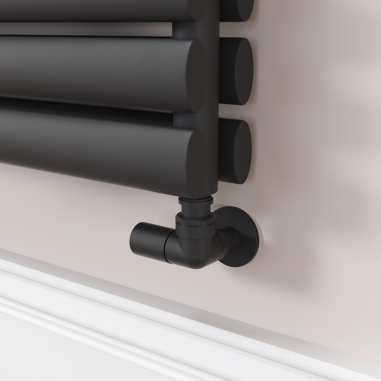 Sorrento Midnight Black Oval Designer Radiator 590x1200mm Double Panel 4355 BTU