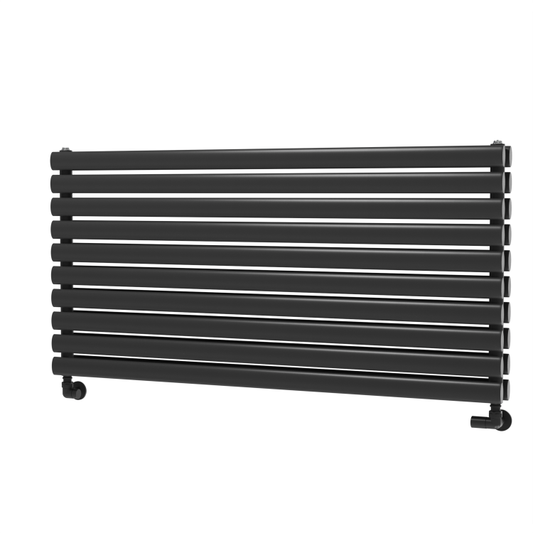 Sorrento Midnight Black Oval Designer Radiator 590x1200mm Double Panel 4355 BTU
