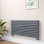Sorrento Dark Grey Anthracite Oval Designer Radiator 590x1200mm Double Panel 4355 BTU