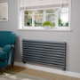 Sorrento Dark Grey Anthracite Oval Designer Radiator 590x1200mm Double Panel 4355 BTU