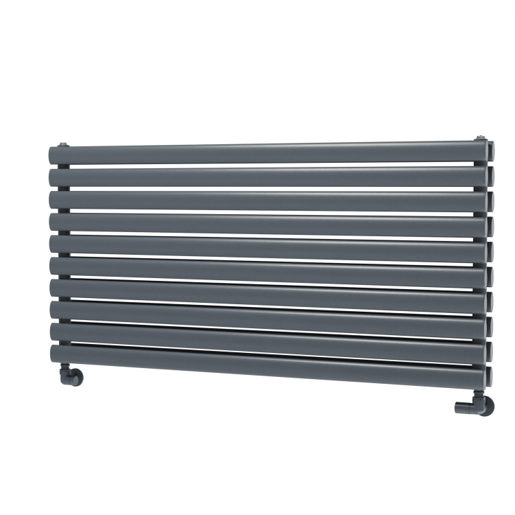 Sorrento Dark Grey Anthracite Oval Designer Radiator 590x1200mm Double Panel 4355 BTU