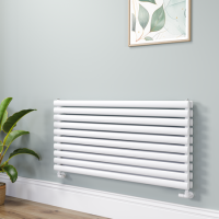 Sorrento White Oval Designer Radiator 590x1200mm Double Panel 4355 BTU