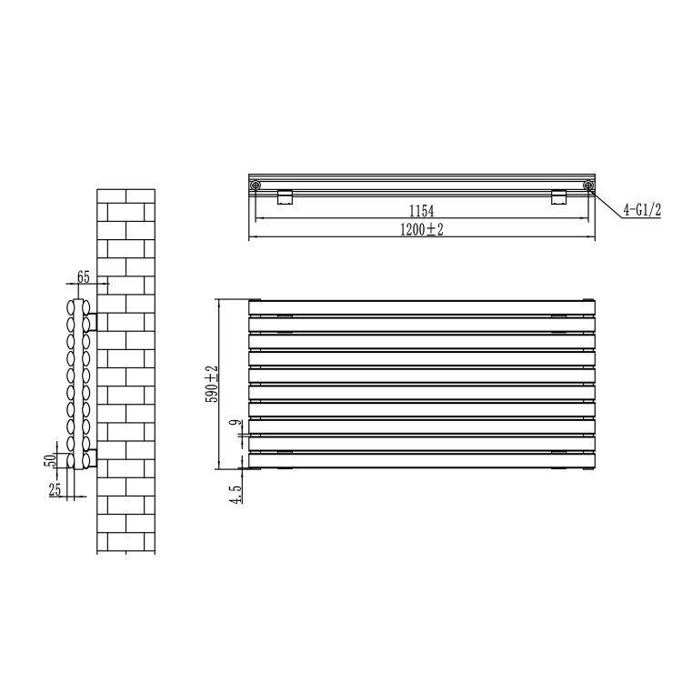 Sorrento White Oval Designer Radiator 590x1200mm Double Panel 4355 BTU