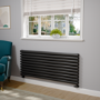 Sorrento Midnight Black Oval Designer Radiator 590x1400mm Double Panel 5014 BTU
