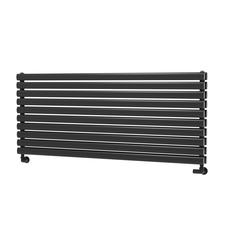 Sorrento Midnight Black Oval Designer Radiator 590x1400mm Double Panel 5014 BTU