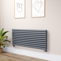 Sorrento Dark Grey Anthracite Oval Designer Radiator 590x1400mm Double Panel 5014 BTU