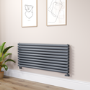 Sorrento Dark Grey Anthracite Oval Designer Radiator 590x1400mm Double Panel 5014 BTU
