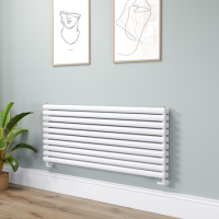 Sorrento White Oval Designer Radiator 590x1400mm Double Panel 5014 BTU