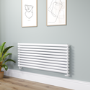 Sorrento White Oval Designer Radiator 590x1400mm Double Panel 5014 BTU