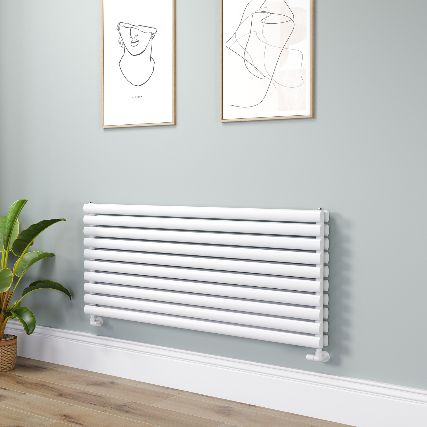 Sorrento  Oval Designer Radiator 590X1400mm Double Panel 5014 Btu RHD10-1400-WCO
