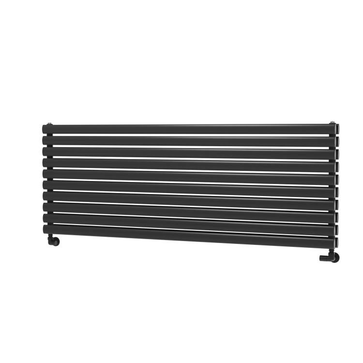 Sorrento Midnight Black Oval Designer Radiator 590x1600mm Double Panel 5676 BTU
