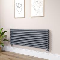 Sorrento Dark Grey Anthracite Oval Designer Radiator 590x1600mm Double Panel 5676 BTU