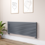 Sorrento Dark Grey Anthracite Oval Designer Radiator 590x1600mm Double Panel 5676 BTU
