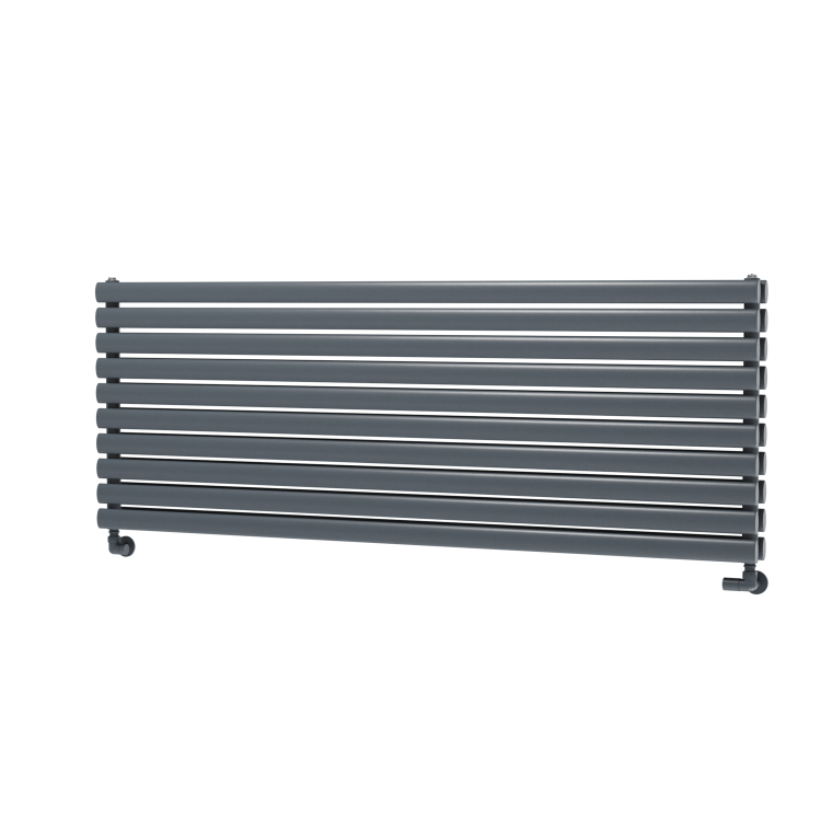 Sorrento Dark Grey Anthracite Oval Designer Radiator 590x1600mm Double Panel 5676 BTU