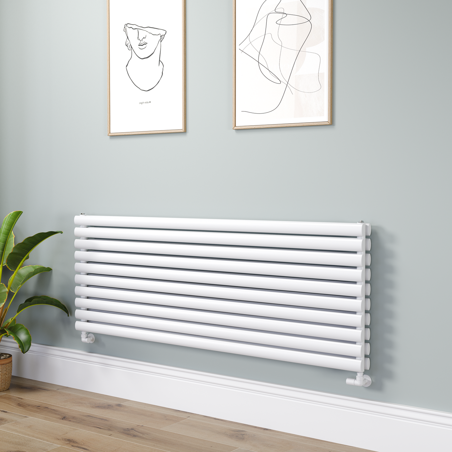 Sorrento  Oval Designer Radiator 590X1600mm Double Panel 5676 Btu RHD10-1600-WCO