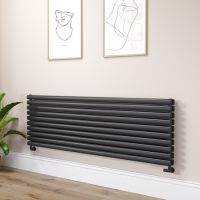 Sorrento Midnight Black Oval Designer Radiator 590x1800mm Double Panel 6338 BTU