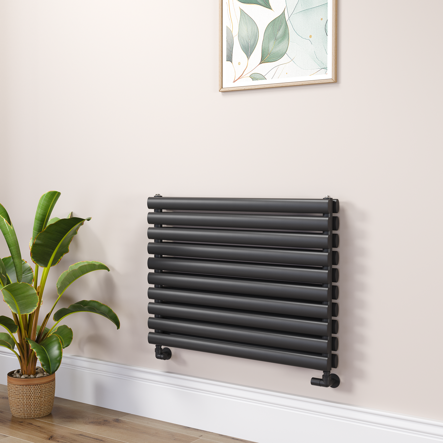 Sorrento Midnight  Oval Designer Radiator 590X800mm Double Panel 3024 Btu RHD10-800-BCO