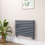 Sorrento Dark Grey Anthracite Oval Designer Radiator 590x800mm Double Panel 3024 BTU