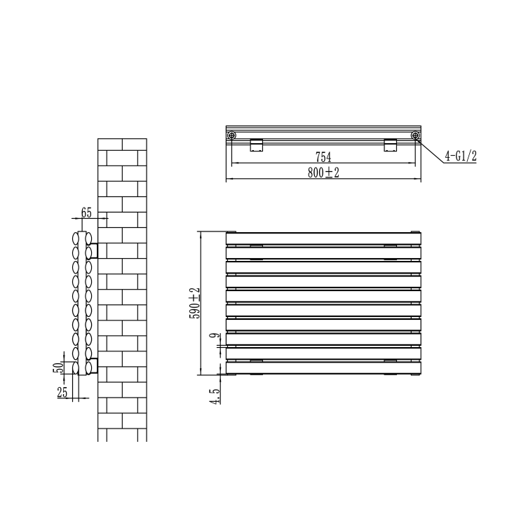 Sorrento Dark Grey Anthracite Oval Designer Radiator 590x800mm Double Panel 3024 BTU