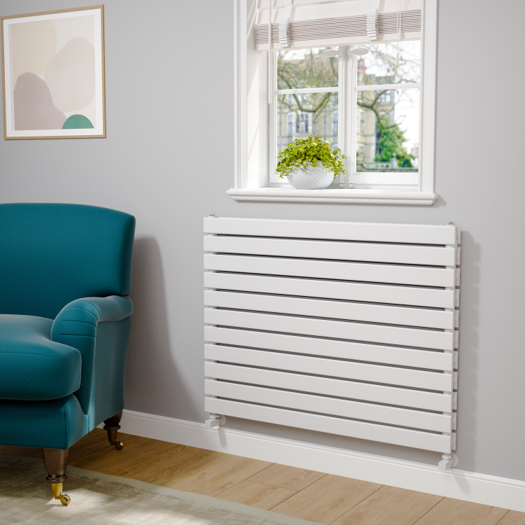 Riace White Flat Designer Radiator 770x1000mm Double Panel 4553 BTU