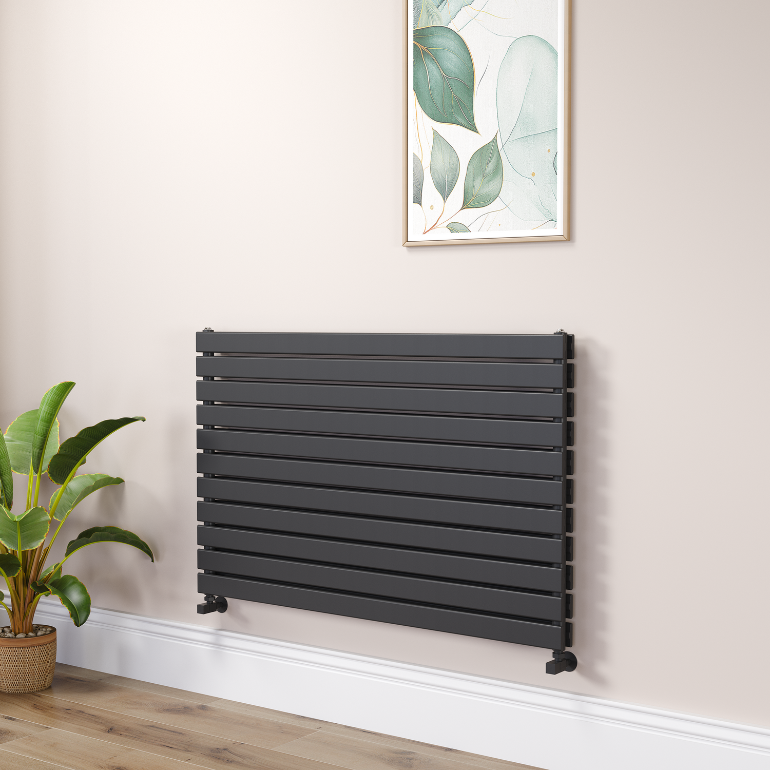 Riace Midnight  Flat Designer Radiator 770X1200mm Double Panel 5358 Btu RHD11-1200-BCF