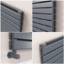 Riace Dark Grey Anthracite Flat Designer Radiator 770x1200mm Double Panel 5358 BTU