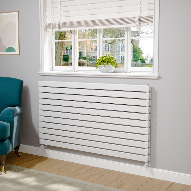 Riace White Flat Designer Radiator 770x1400mm Double Panel 6143 BTU