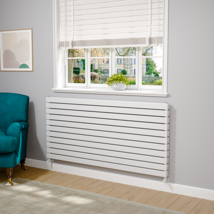 Riace White Flat Designer Radiator 770x1600mm Double Panel 6904 BTU